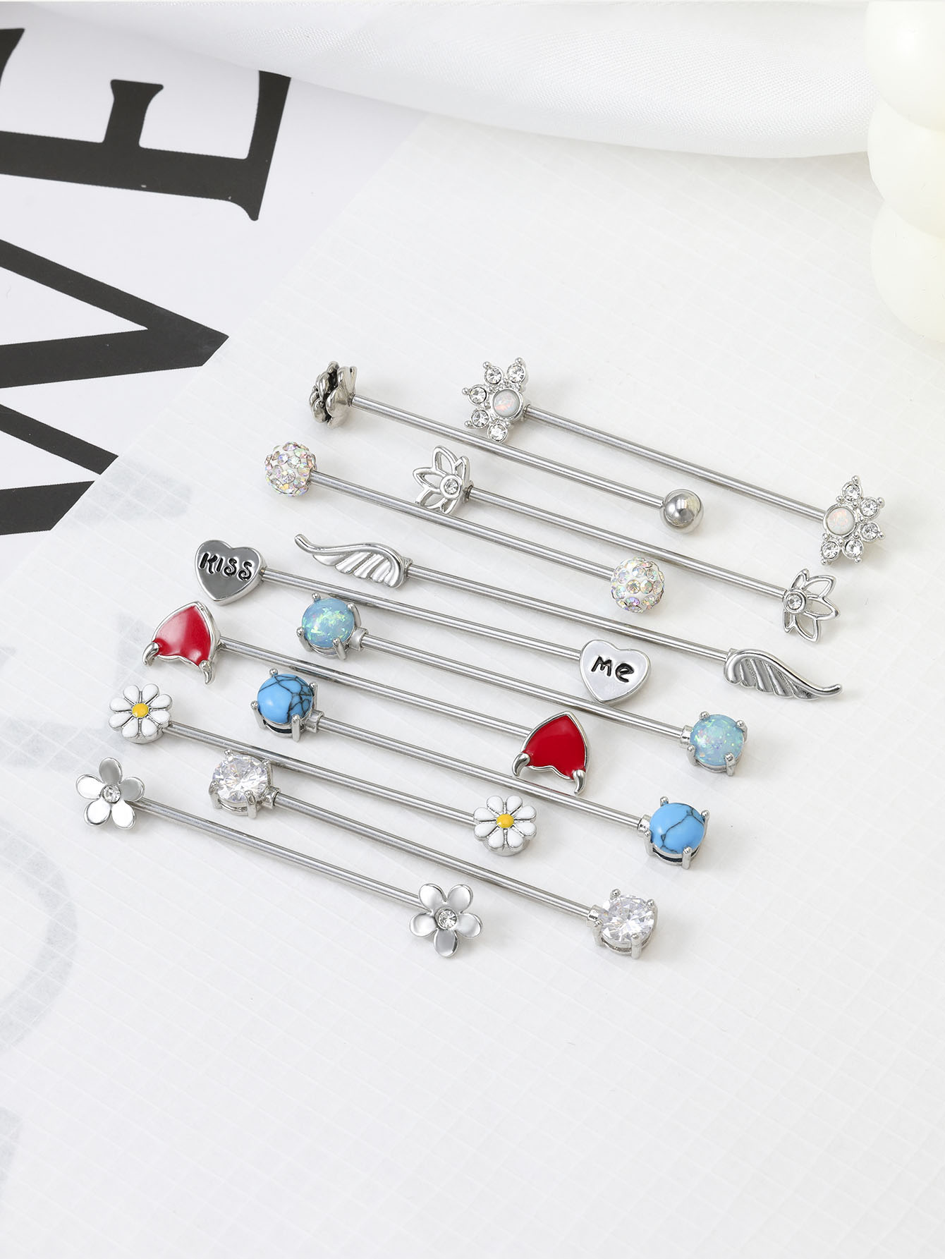 16G Arrows Hearts Industrial B - Body Jewelry Industrial 评论和价格