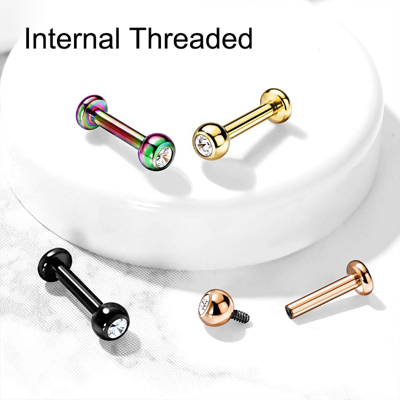 16G Surgical Steel Ball Top CZ - Body Jewelry Hoops 评论和价格