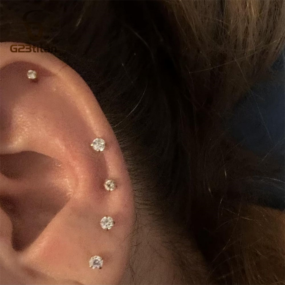 2pc G23 Titanium Push In Earri - Tragus Flat Back 评论和价格