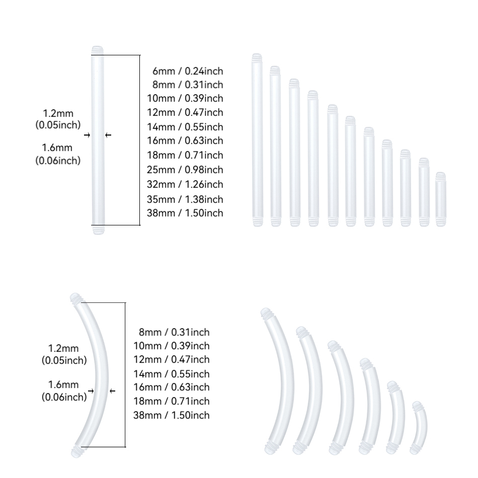 50Pcs/lot 14G Straight Bar Par - Nipple Bar Curved 评论和价格