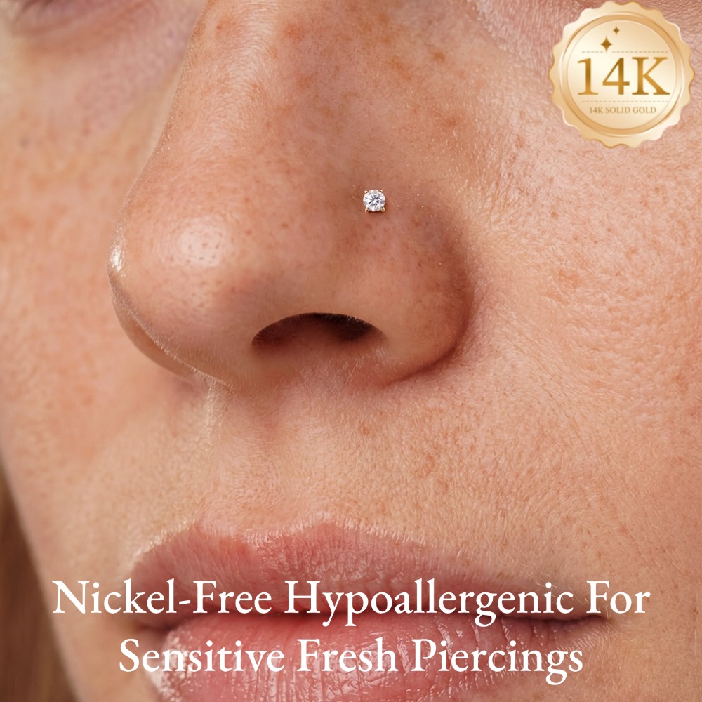 DIeSchein 14K Solid Gold Nose  - Yellow Body Jewelry 评论和价格