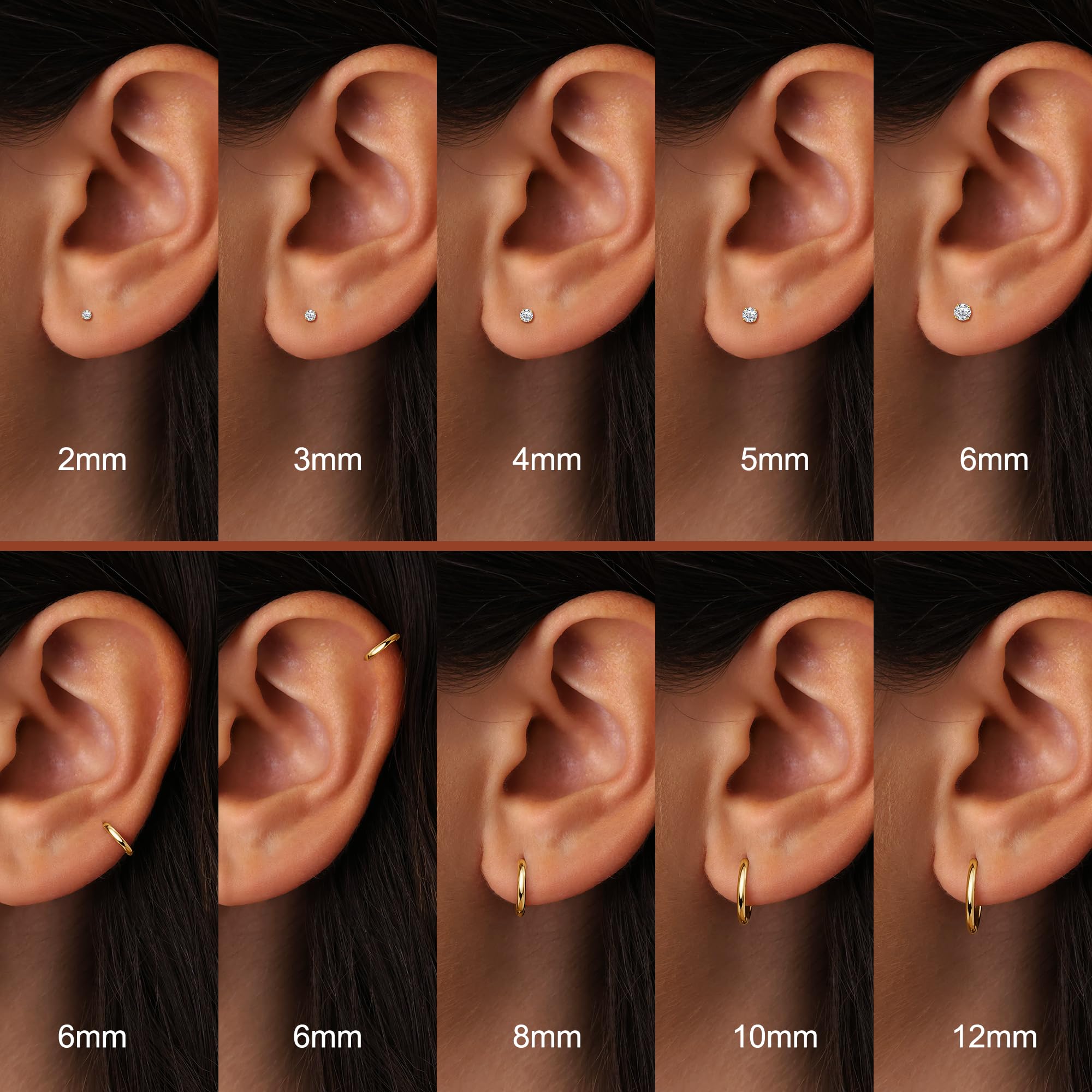 10 Pairs Earrings Set for Wome - Tragus Flat Back 评论和价格