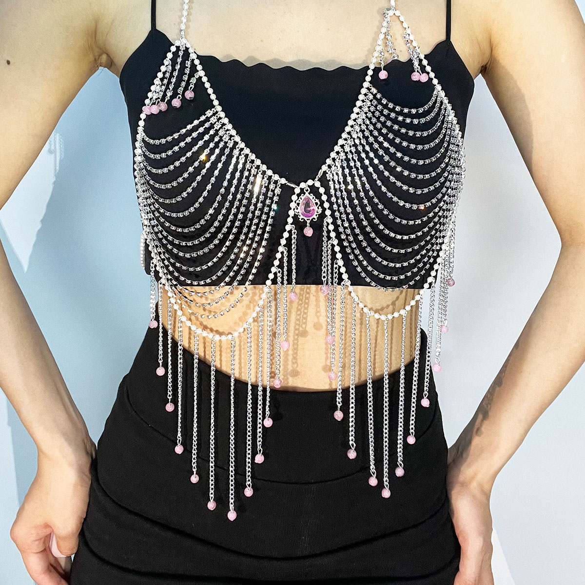 Stylish Rhinestone Bra Jewelry - Body Jewelry Bra 评论和价格
