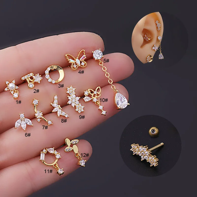 16G Tragus Helix Conch Piercin - Tragus Flat Back 评论和价格