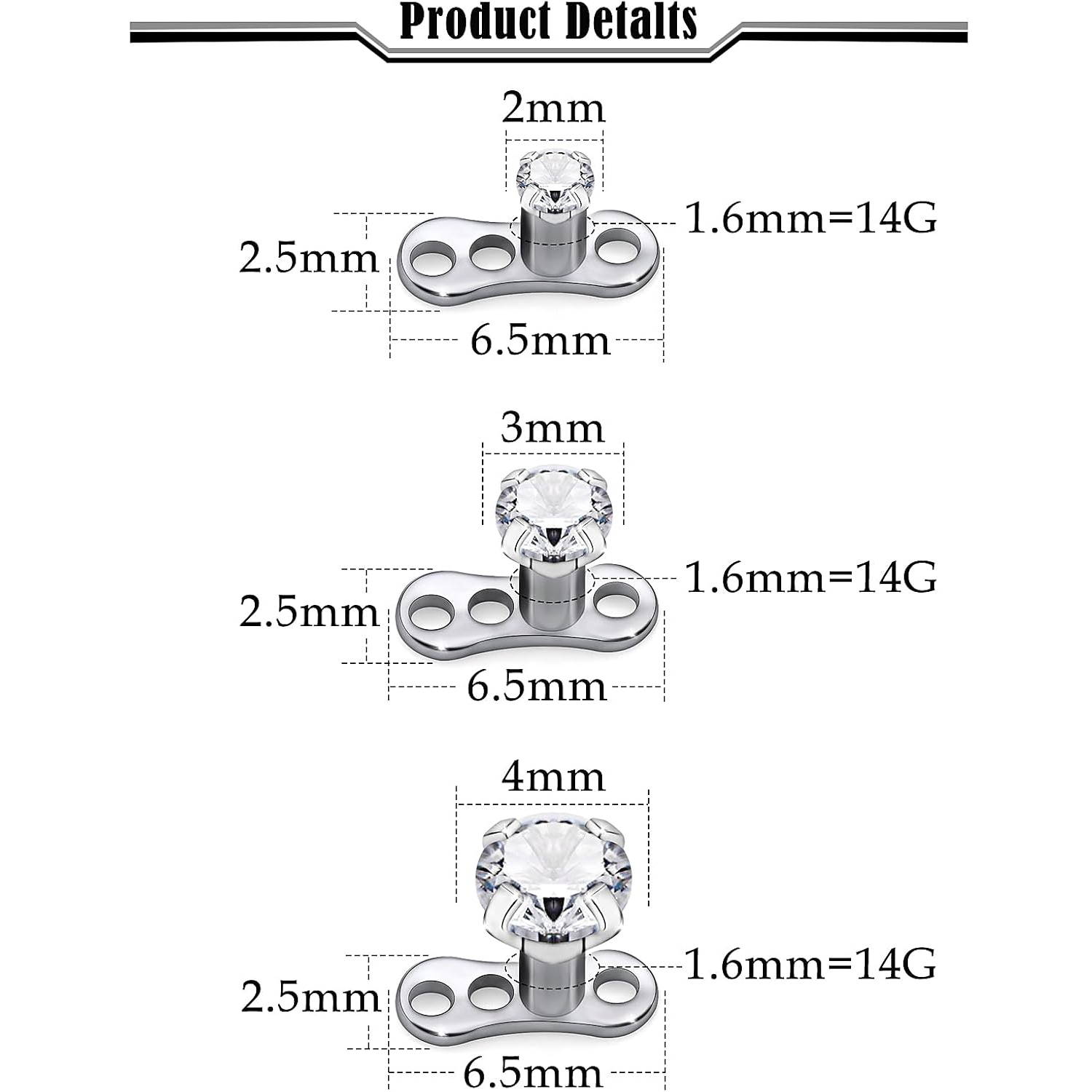 14G G23 Titanium Dermal Pierci - Body Jewelry Implant Grade Titanium 评论和价格
