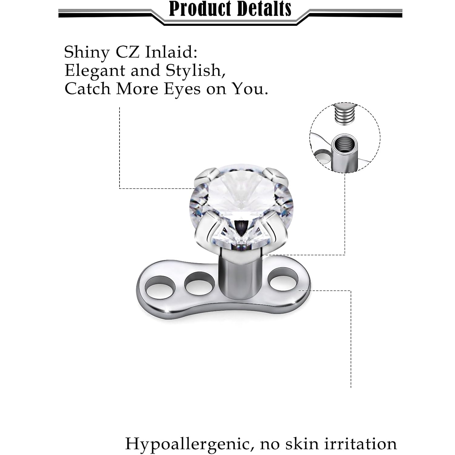 14G G23 Titanium Dermal Pierci - Body Jewelry Implant Grade Titanium 评论和价格