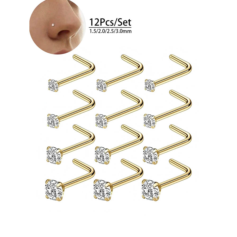 12-Piece Full Set 316L Hypoall - Body Jewelry Hoops 评论和价格