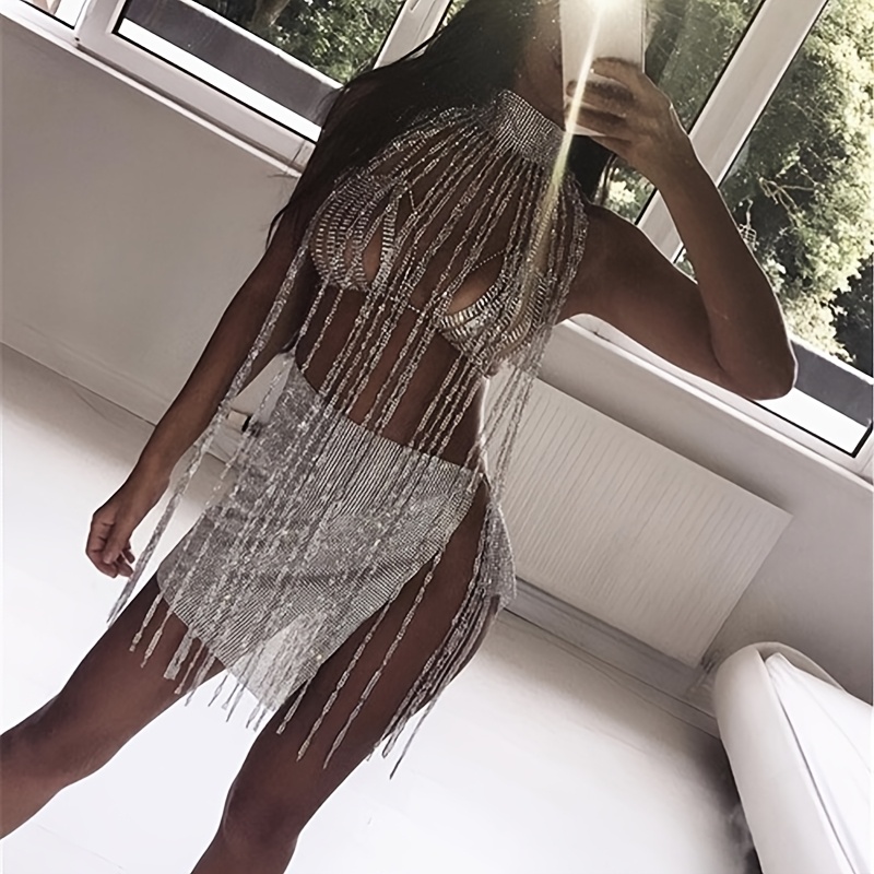 Sexy Rhinestone Bra Body Chain - Body Jewelry Bra 评论和价格