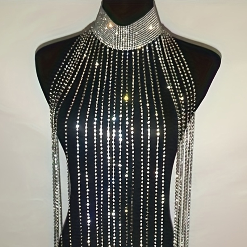 Sexy Rhinestone Bra Body Chain - Body Jewelry Bra 评论和价格